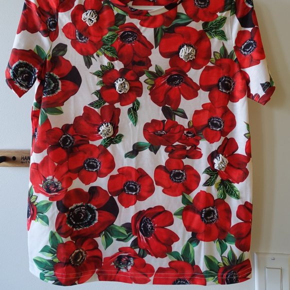 Embellished Poppy floral top t-shirt tee XS 0 - Picture 7 of 8